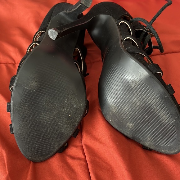Lola Shoetique Black Lace-up Peep Toe Gladiator Heels 7 - Picture 7 of 7